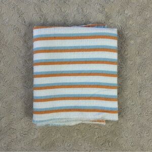Cudlie Blue Orange White Stripes Baby Receiving Blanket Flannel Cotton Thin